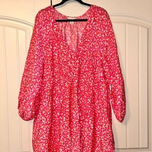 A-Line Pink Floral Dress
